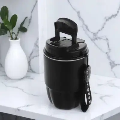

320Ml Portable Coffee Cup Stainless Steel Vacuum Insulated Tumbler For Hot Cold Drinks Travel Mug Reusable Black Kitchen Barware