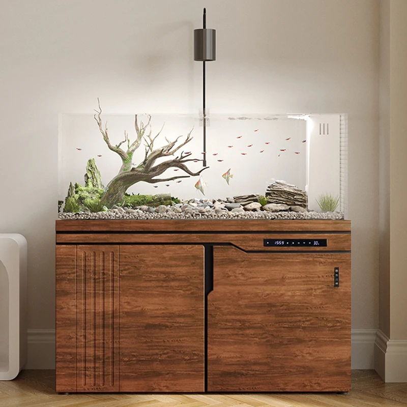 

tank fish tank large living room household new ultra-white glass original ecological landscaping bottom filter aquatic plant tan