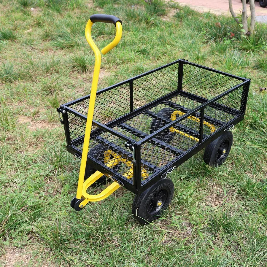 Solid Wheels Tools Cart Wagon Garden Truck Firewood Transport Easier