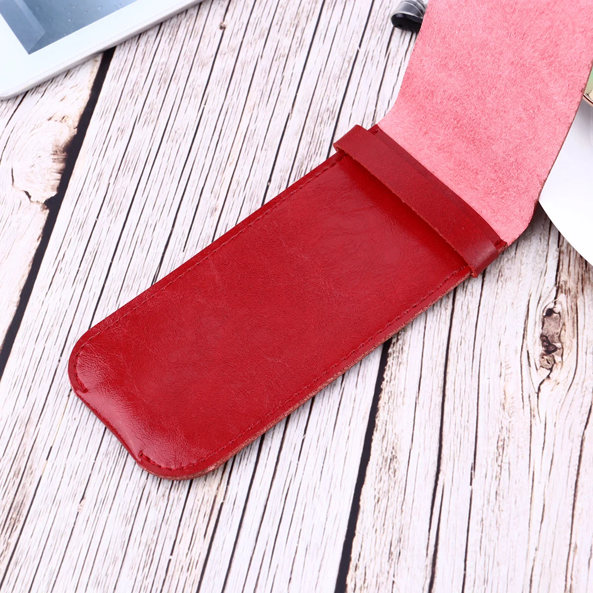 

1pc Case Holder Vintage Style Pen Storage Bag For Home Office School Red Lightweight Pen Pouch Protective Sleeve