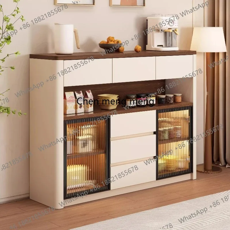 RR French Mid-century Showcase Cabinets Kitchen Sideboard Storage Locker Glass Door Display Cabinet Home Living Room Furniture
