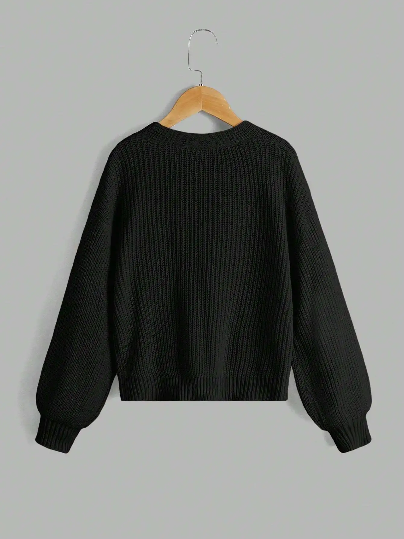 سترة كاجوال للفتيات من توين بلون سادة وأكتاف منسدلة #2