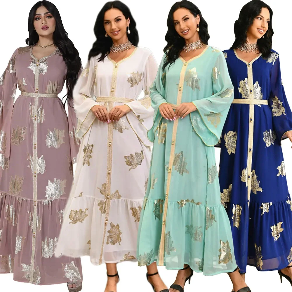 Jalabiya Fashion Muslim Women Abaya Dress Fashion Print Elegant Hijab Dresses Turkey Dubai Eid Mubarak Abayas Dresses Kaftan