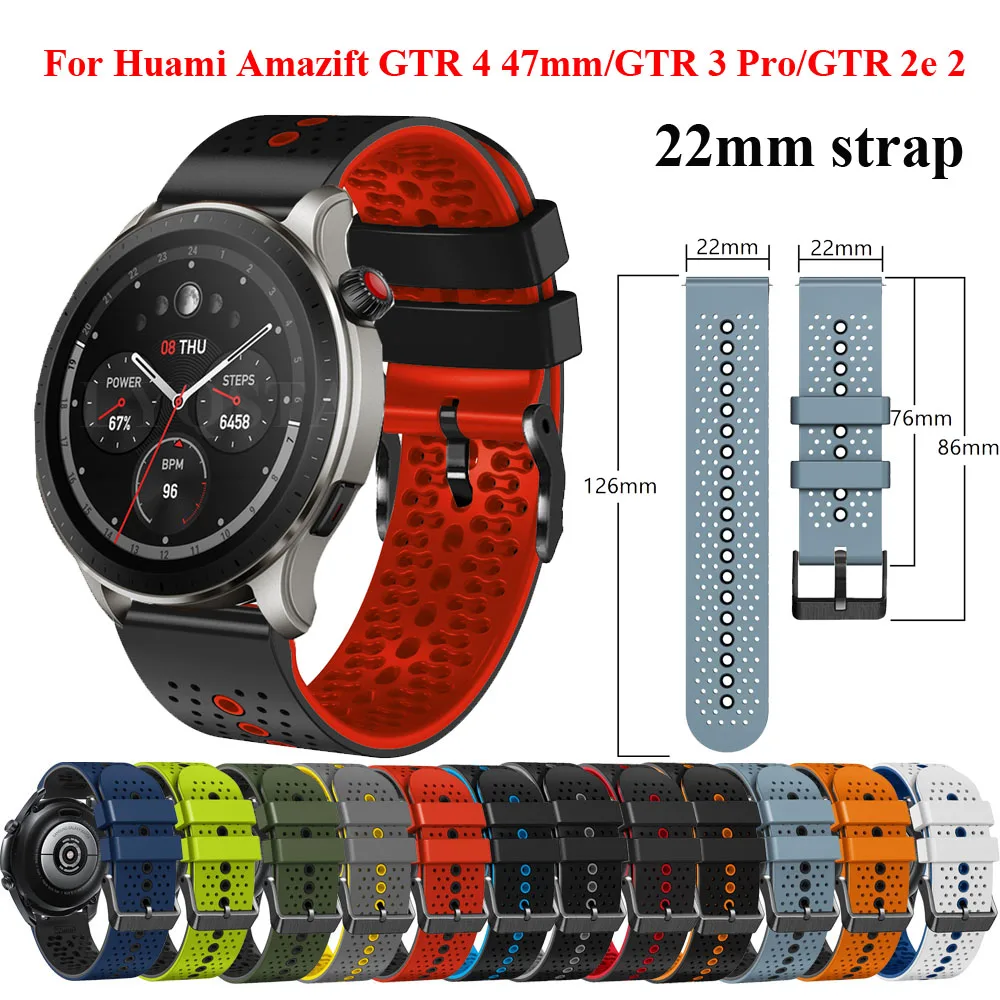 Strap Silicone Watchband For Huami Amazfit GTR 4 47mm GTR 3 Pro GTR 2e 2 Pace 2 Smart Band Sport Bracelet 22MM Wristband Correa