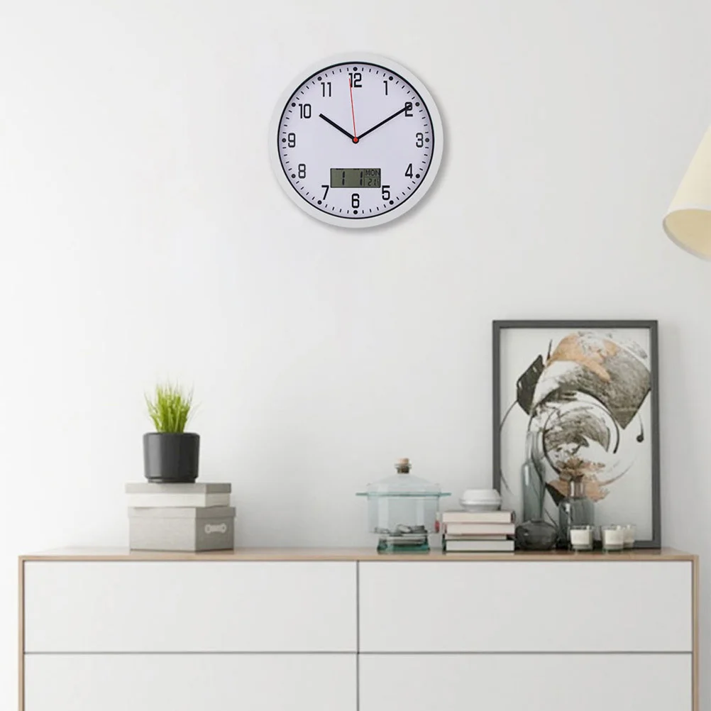 

1pc 10 Inch Non-Ticking Quiet Sweep Operated For Home Office Clock With Humidity Temperature Garden Wall Clock Silver