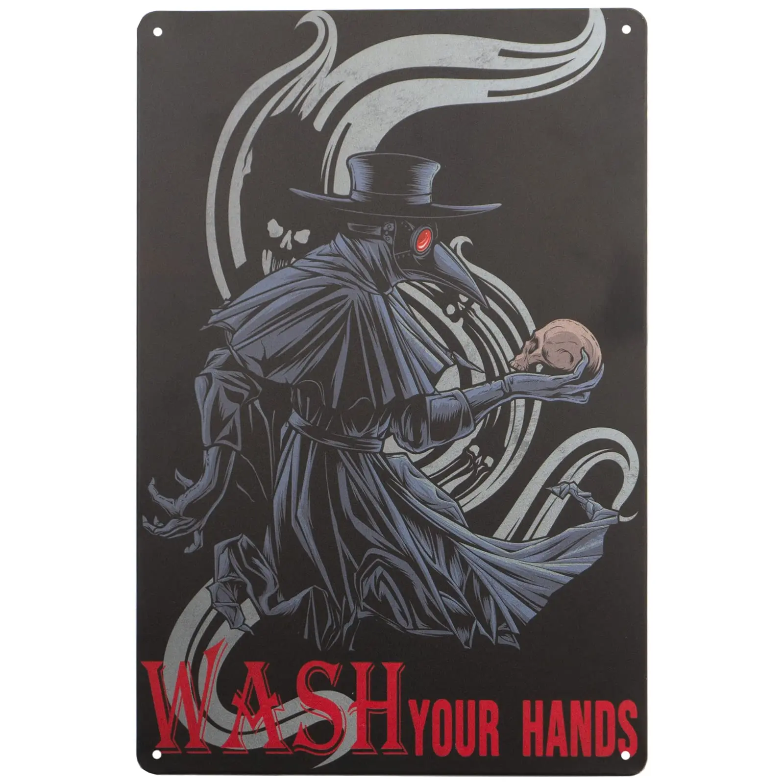 Vintage Metal Tin Signs,Wash Your Hands Plague Doctor Wall Decor Funny Bathroom Sign Retro Tin Signs for Washroom Decor/Home Dec