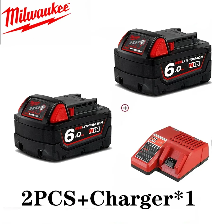 

2025 NEW Milwaukee battery 6.0Ah,M18 battery, M18B6 Charger Milwaukee48-11-1860, 48-11-1850, 48-11-1840,Tool Lithium Ba
