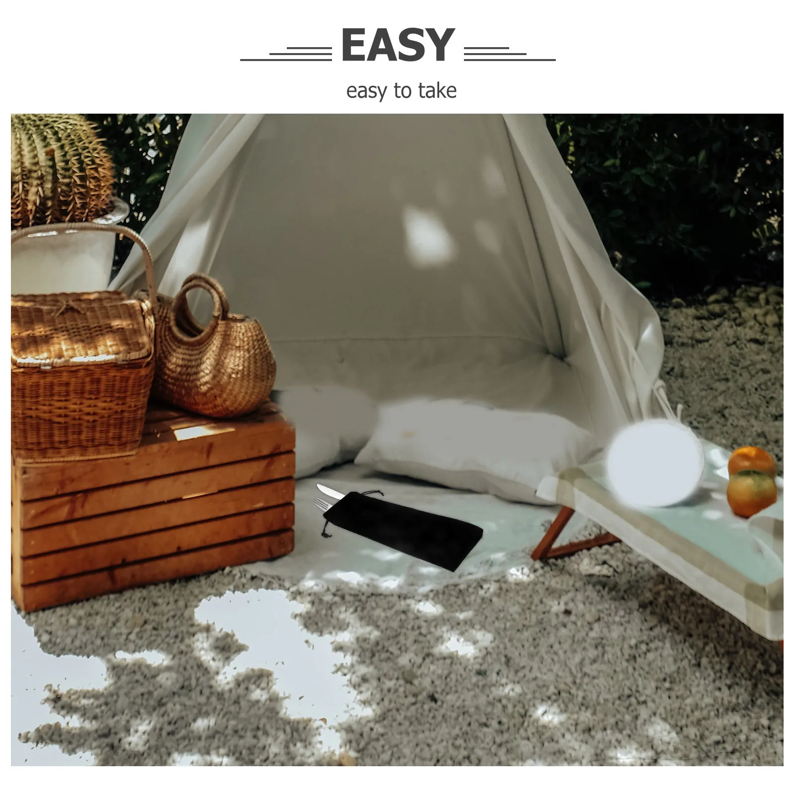 

10Pcs Cutlery Storage Bags Drawstring Portable Travel Tableware Pouch Spoon Fork Straw Organizer Soft Lint Material