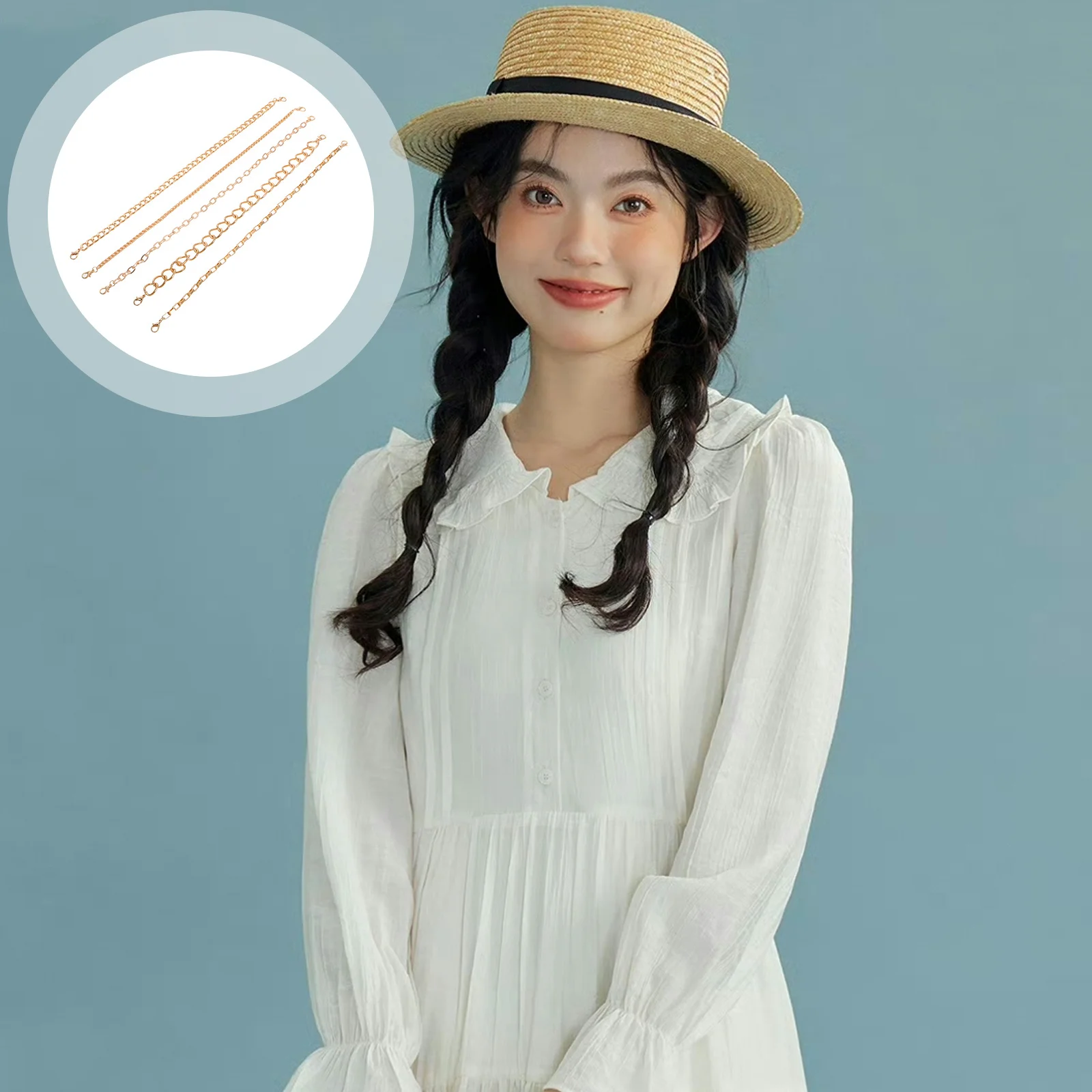 

5Pcs Hat Chain Boho Style Vintage Ethnic Chains Summer DIY Baseball Cap Accessory Chains for Women Hat Decoration