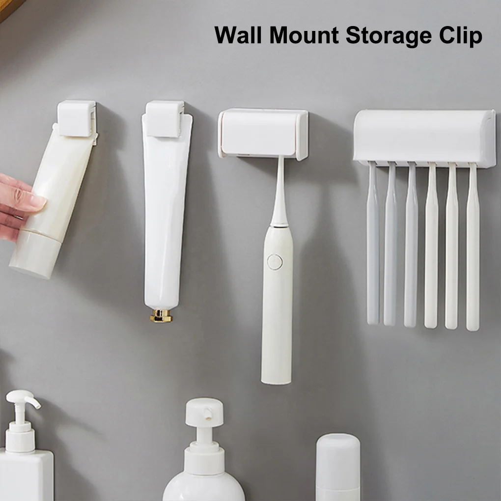 Wall-mounted Tooth Brush Holder Space-saving Self-adhesive Punch-free Storage Rack Shower Room Moisture-proof Storage rack