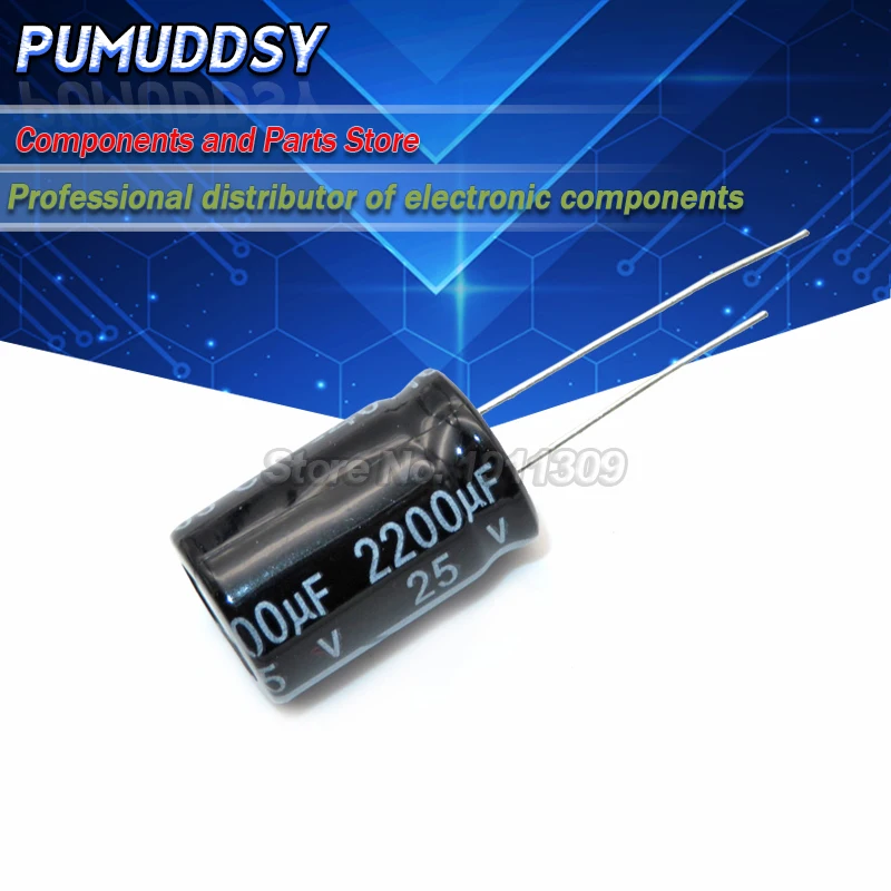 

10PCS Higt quality 25V2200UF 13*21mm 25V 2200UF 13*21 Electrolytic capacitor