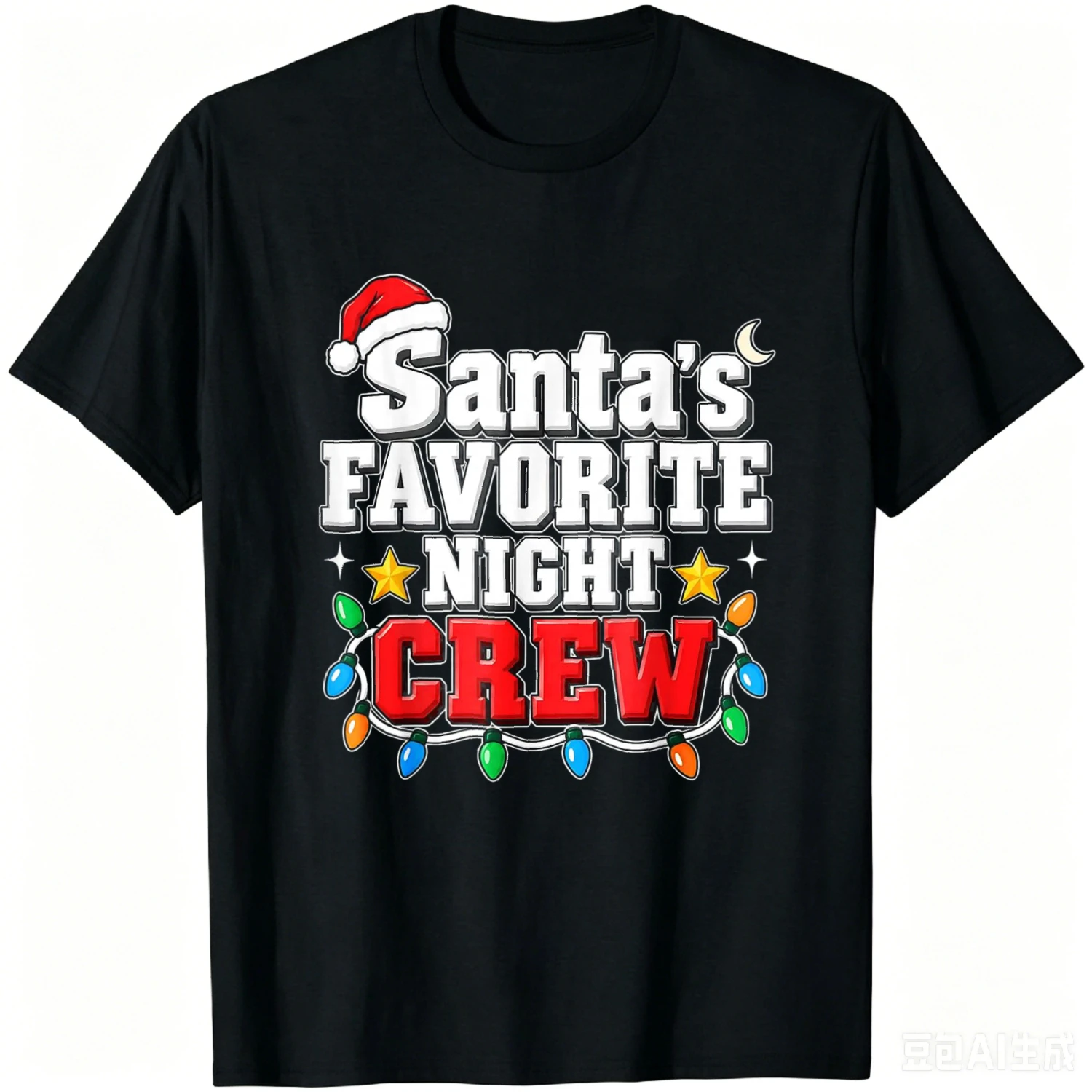 Santa's Favorite Night Crew Christmas Shirt Overnight Shift T-Shirt Cotton Short Sleeve Tee Unisex Tee Men Women Oversized Fit