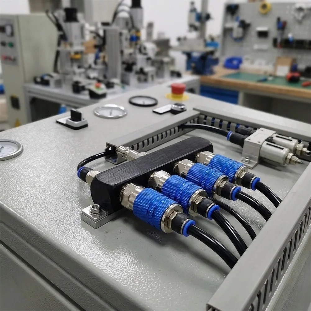Industrial for Air Manifold with 5 Connection Points 1/4in NPT Threaded Ports Aluminum Body for Workshop and Factory Use