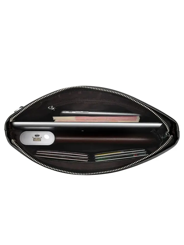 Pochette en cuir de grande capacité pour hommes, sac à main de luxe pour téléphone, pochette de marque célèbre pour garçon, portefeuille de styliste, 2024