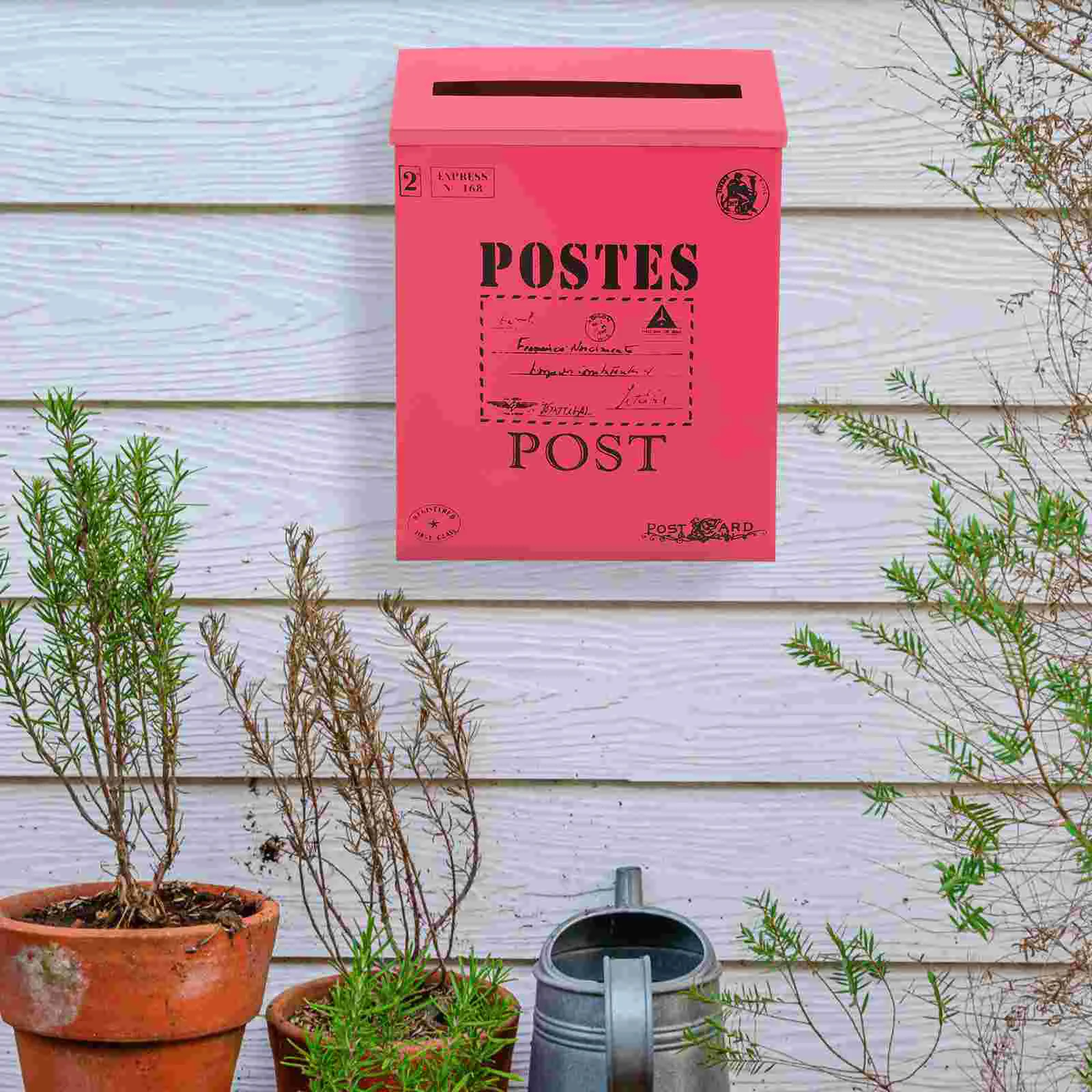 

Postbox Retro Tin Mailbox Wall Mounted Mailboxes for outside House American Style Fancy Rosy Iron Office