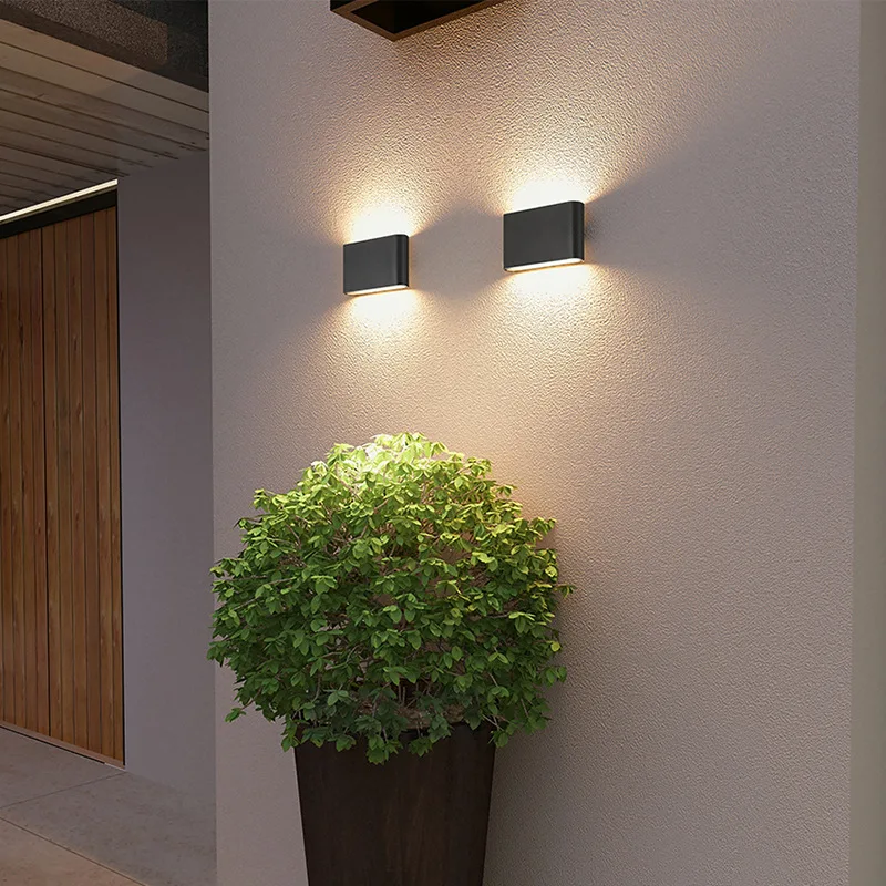 Lámpara de pared nórdica de aluminio de estilo moderno, lámpara de pared interior IP65 impermeable, luces de pasillo hacia arriba y abajo para el