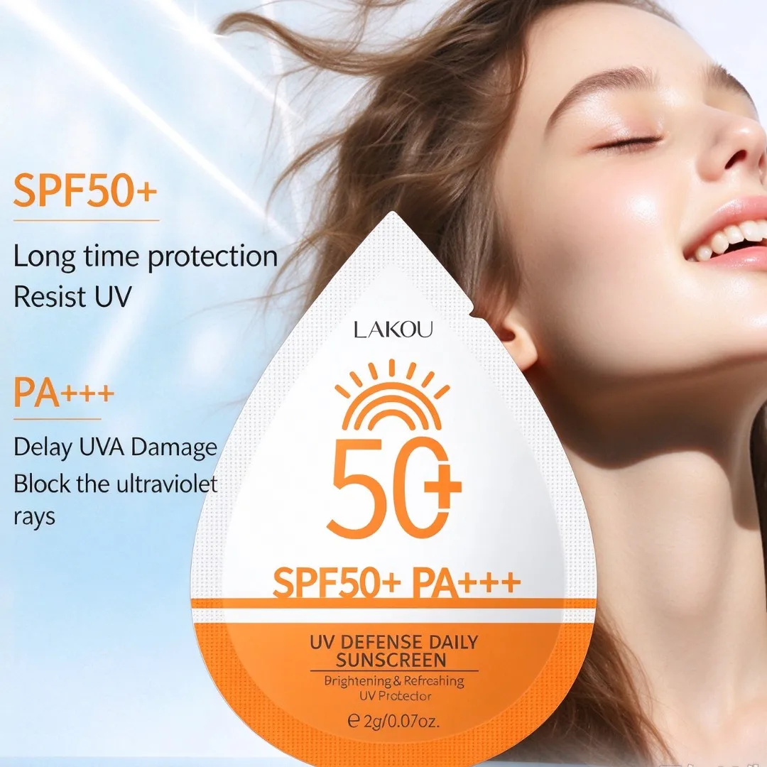LAIKOU Moisturizing Sunscreen SPF50 Waterproof Sweatproof Isolation Cream Skin Care Portable UV Protect Non-Greasy 2g×15Pcs/Box