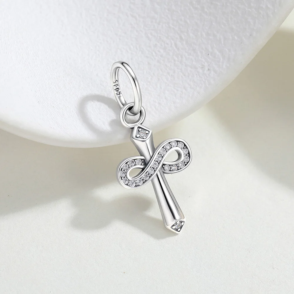 925 Sterling Silver Charm Infinity Cross Pendant Fit Bracelet Diy For Women Elegant Fashion Jewelry Mother's Day Blessing Gifts