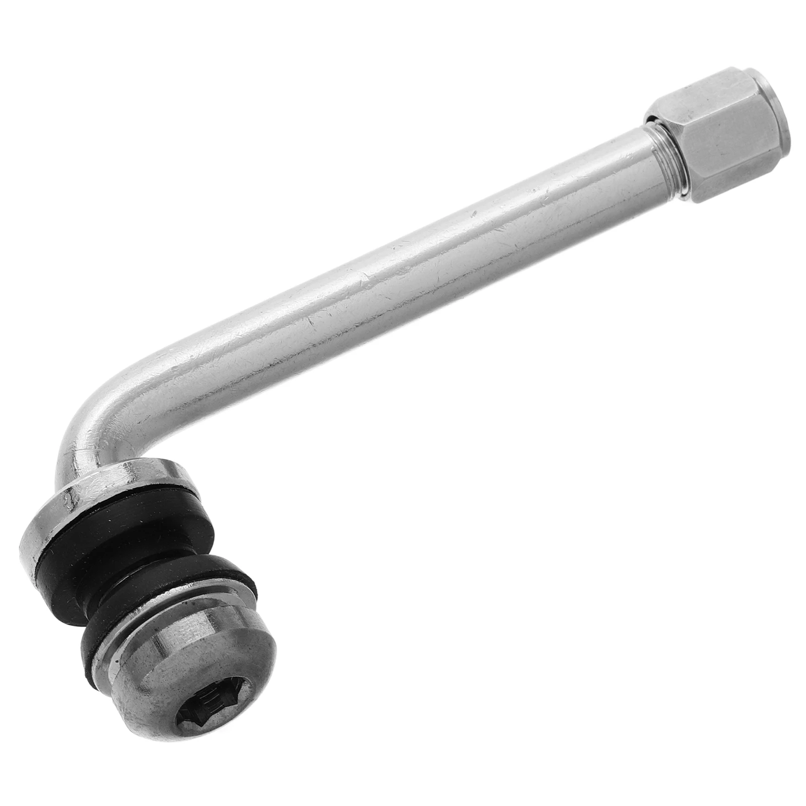 

90 Degree Tire Valve Stem Extension Silver Adapter for Tubeless Tires Wheel Short Design Easy Installation Car