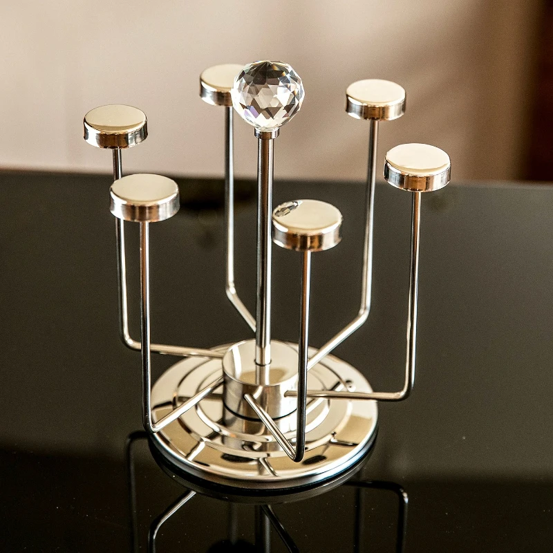 Exquisite 304 Stainless Steel Rotatable Water Cup Holder, Light Luxury Inverted Draining Storage Rack, High-end Cup Hanging Tray