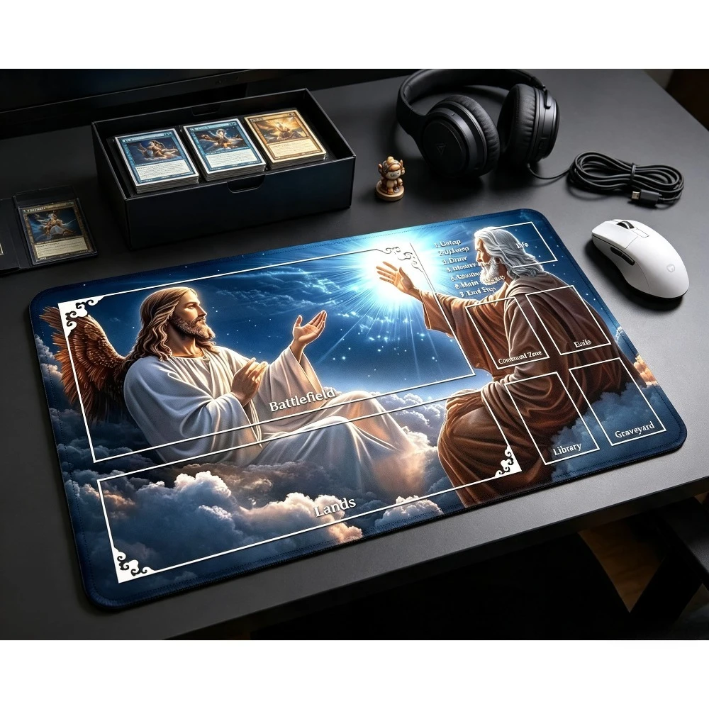 Sky Sacred Character Art PlayMat Durable Office Deskpad Parties Gathering Card GameMat  Non-slip Keyboard PC Gaming Mouse Pad