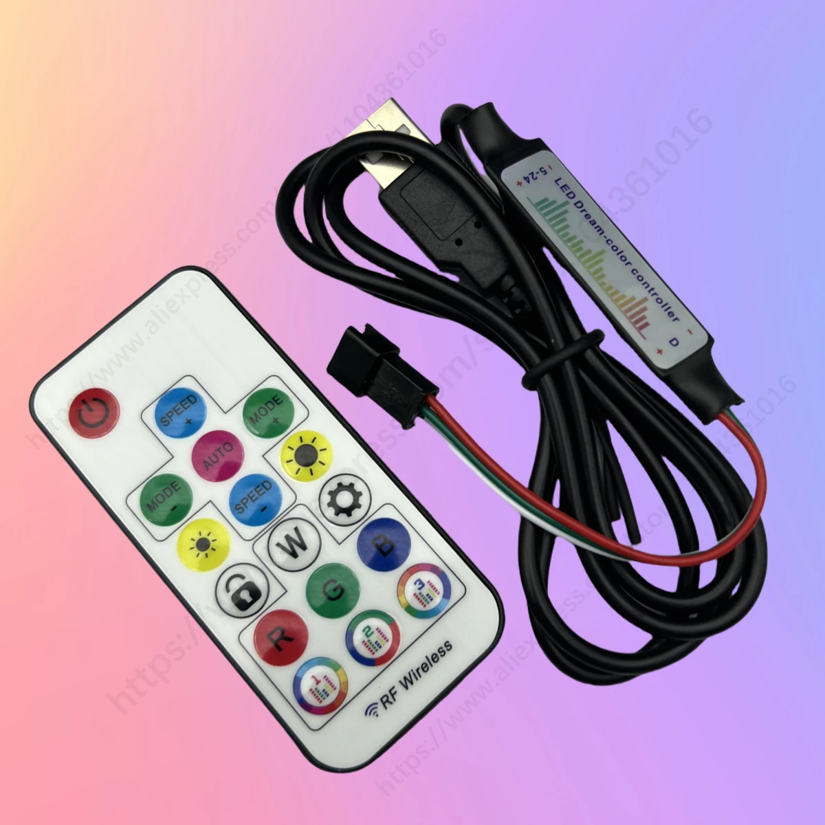 3Pin 17Keys Mini Led Music Controller 358 Modes DC USB RF Remote For WS2812B WS2811 WS2813 WS2815 Strip Light Ring DC5-24V