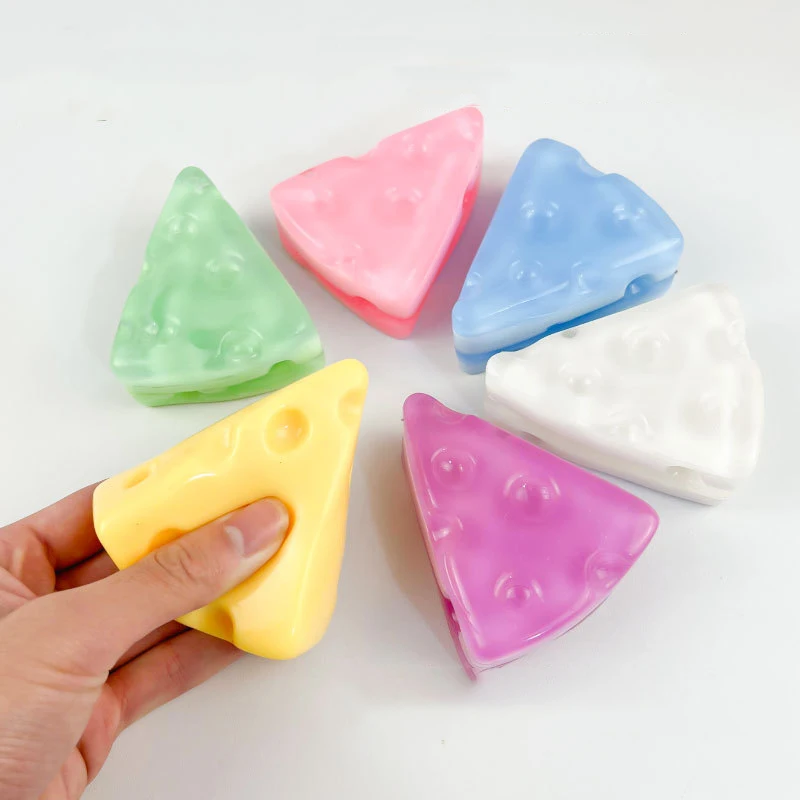 Cute Square Cheese Jelly Stress Relief Toys Colorful Cheese Mochi Dessert Squeeze Party Sensual Squeeze Pinch Fingertip Toy Gift