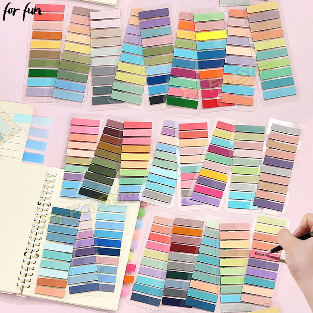 For Fun 200 Sheets Transparent Colorful Index Stickers Memo Pad Office School Stationery Self-Adhesive Sticker Sticky Note Pads