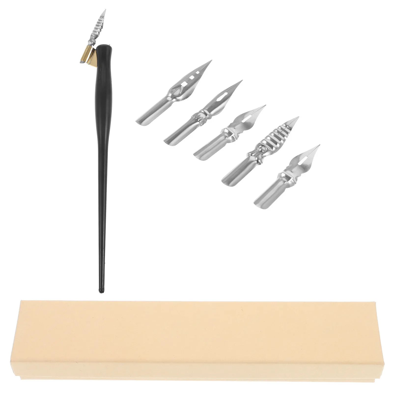 1Set Elegant Calligraphy Dip Pen Set Featuring Gothic Flat Head Tips Bent Design Metal Plastic Body for Signature Drawing