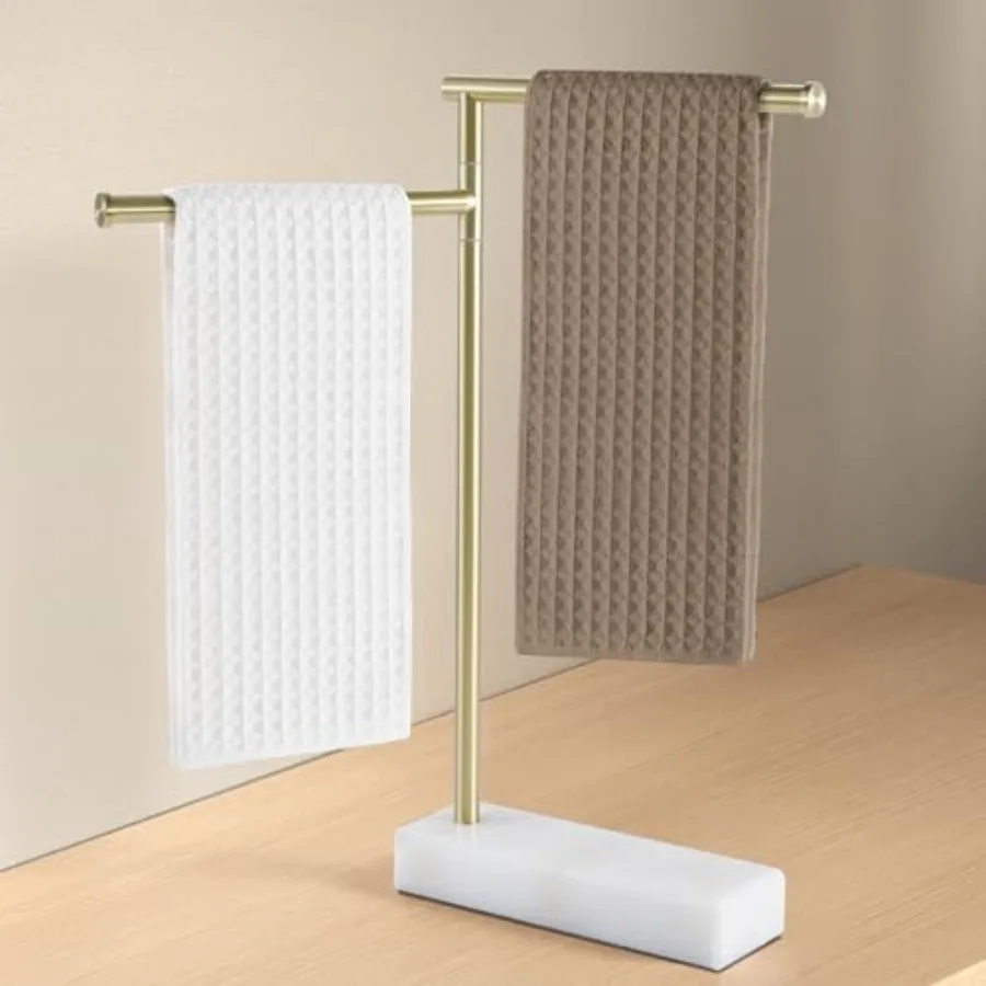 

Золотая напольная вращающаяся вешалка для полотенец для ванной комнаты с мраморным основанием, из нержавеющей стали 18/8
