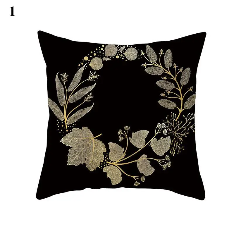 Golden Leaf Decorative Pillowcase 45x45cm One Direction Bronzing Cushion Cover Car Sofa Throw Pillowcase Home Decor Pillow Cover