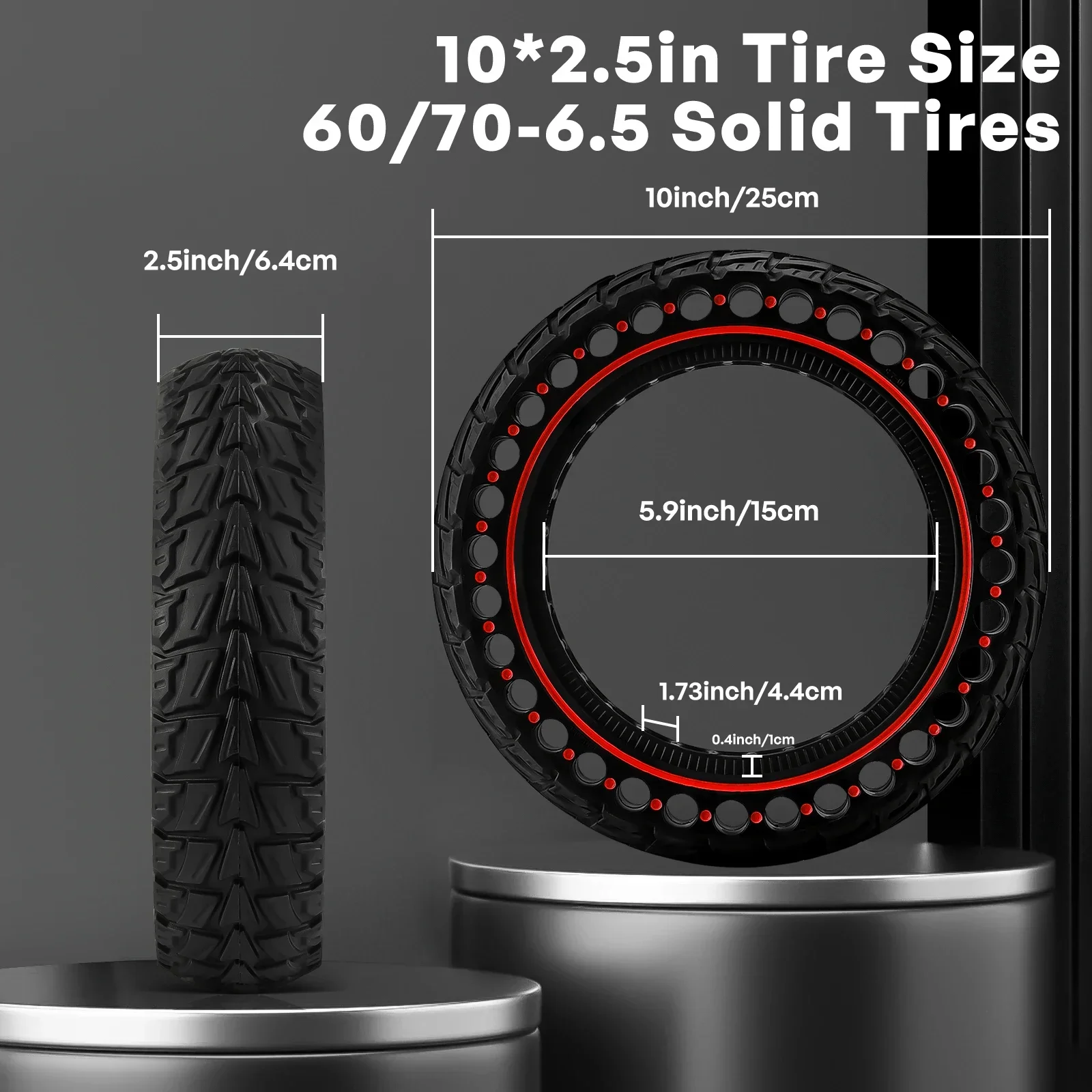 60/70-6.5 Off-road Solid Tire for Ninebot G30 G30D/E/LP Electric Scooter 10x2.5 for Inmotion L9 Zero 10x Explosion-proof Tyre