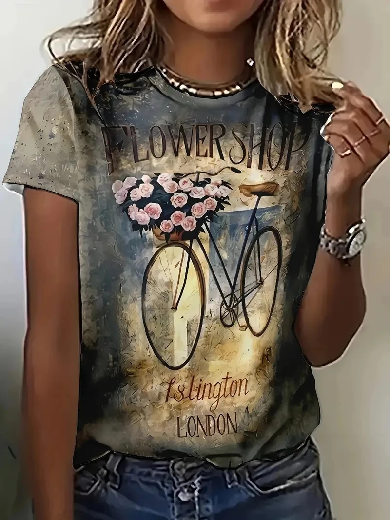 

Women's Plus Size 3D Printed T-shirt with Round Neck and Short Sleeves, Loose and Casual, Soft and Comfortable, Breathable