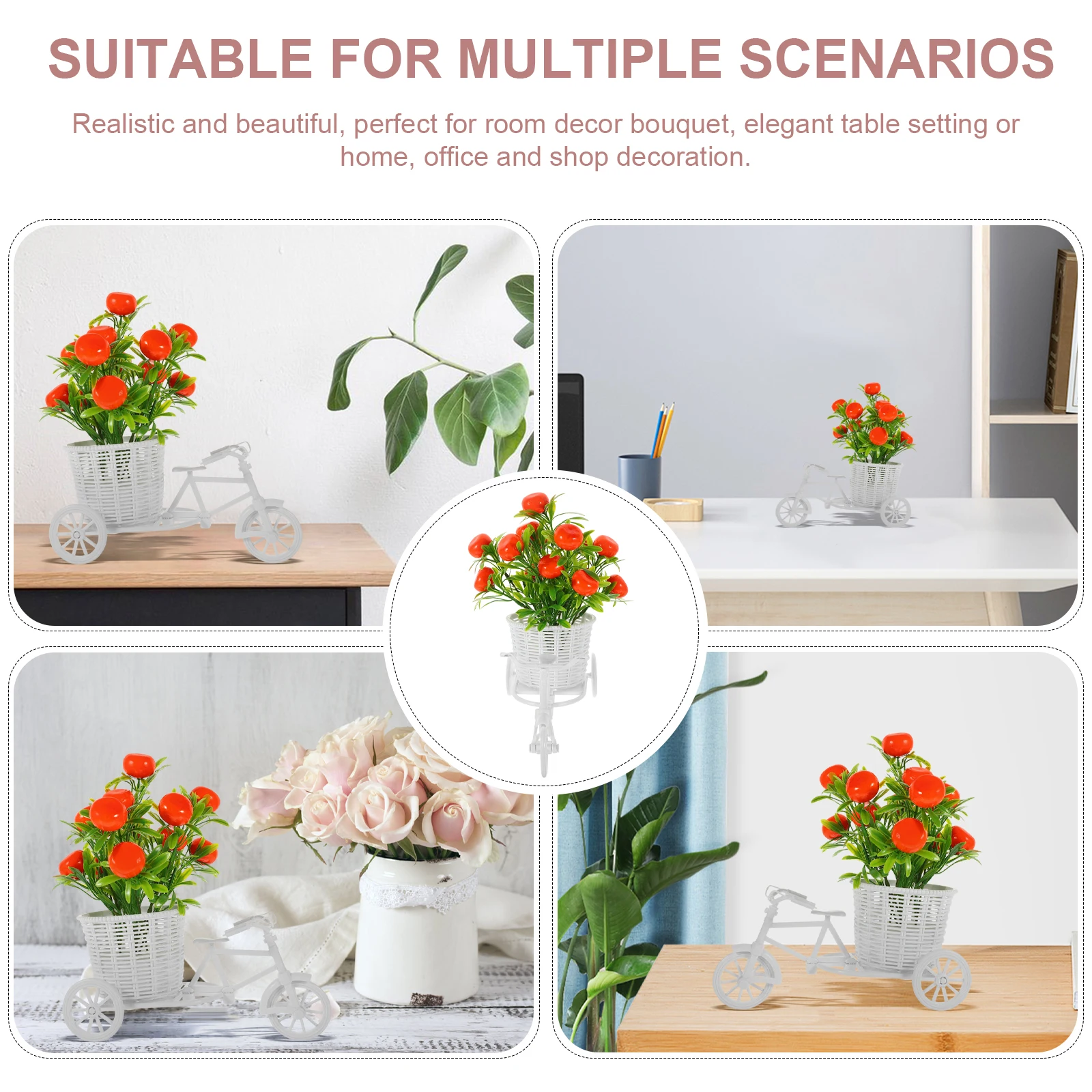 

Artificial Flower Suit Faux Plant Decor Indoor Hydrangea Wedding Centerpieces Bonsai Simulation Orange Creative Bike Woven