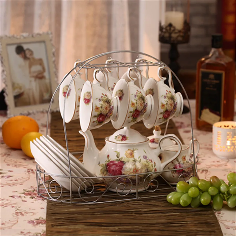 

European bone china tea set coffee set set high-grade gold tracing 15 head coffee set British afternoon tea gift tea set