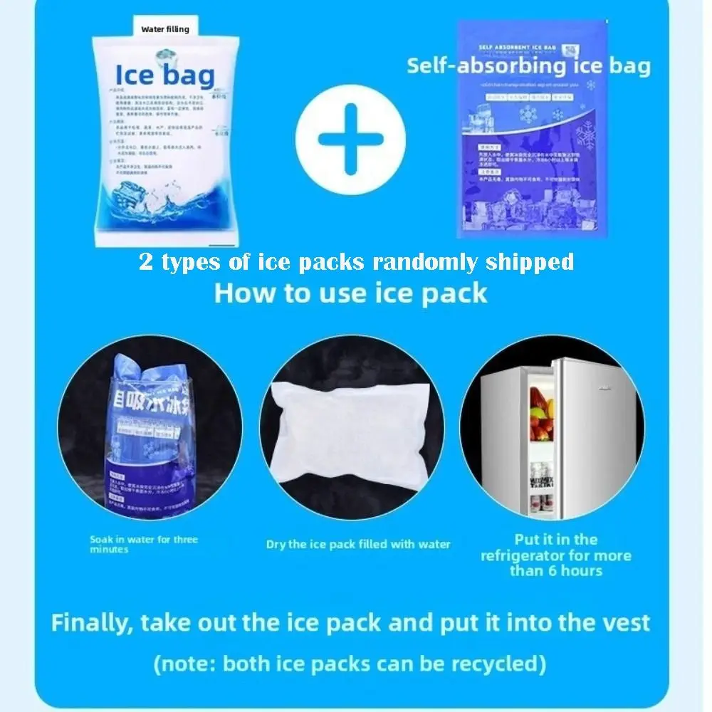 

Universal Size Cooling Vest High Temperature Resistance with 8 Ice Packs Heatstroke Prevention Vest Reflective Strip Design
