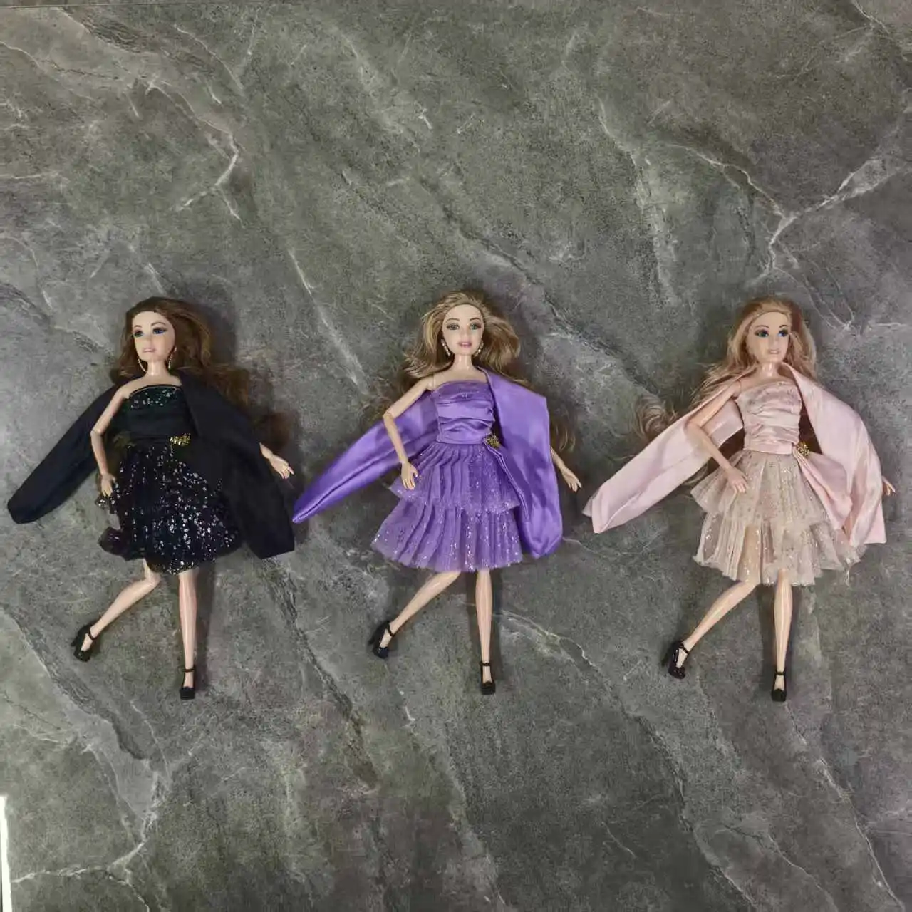 Sweet Dreamy Pink/Purple Sequinned Cake Princess Dress Fashion Evening Gown For 1/6 Babi Xianxian Supermodel Doll Clothes Parts view 5