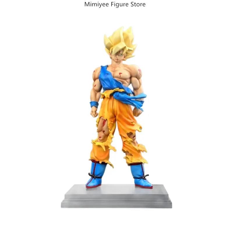 30cm dragon ball goku batalha estilo danificado posição em pé estátua anime figura modelo colecionável decoração de mesa presente