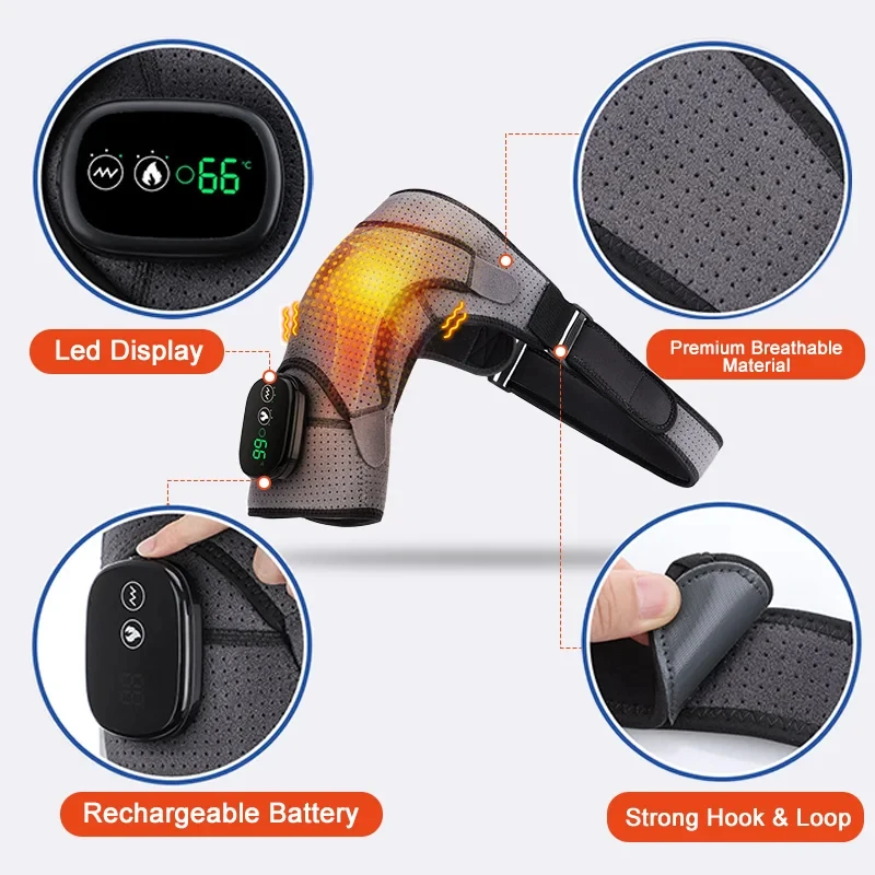 Rechargele Wirels Vibration Brace Support Wrap Heated Pad Massage Belt And Shoulder Massager