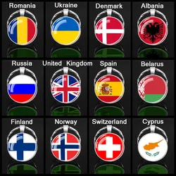 Esspoc Luminous National Flag Keychain European Country Russia Belarus Ukraine Cyprus Flags Jewelry Accessories Dropshipping