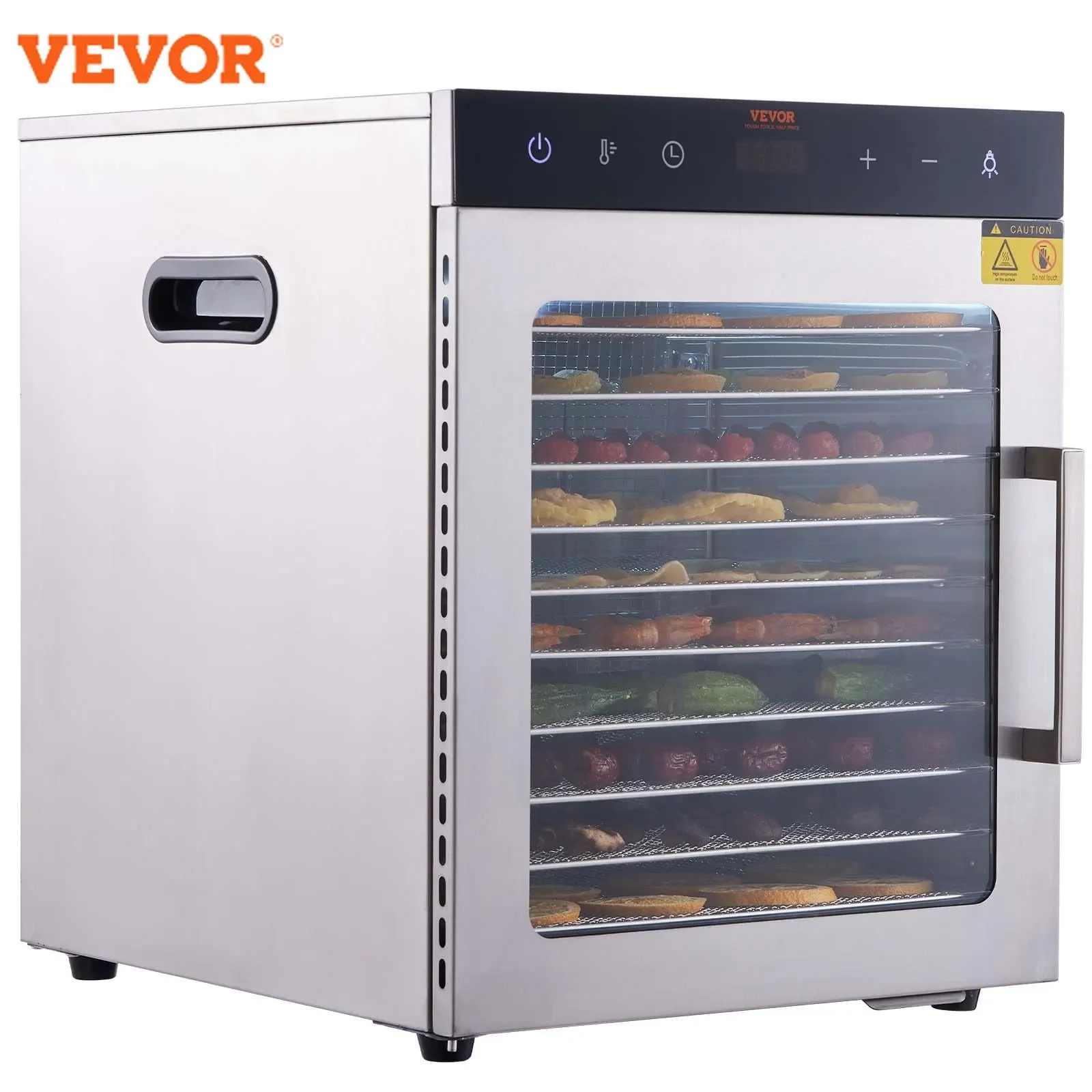 VEVOR 10 Trays Food Dehydrator Stainless Steel Machine 800W/1000W Household Vegetables Fruit Dryer with Digital Timer for Home