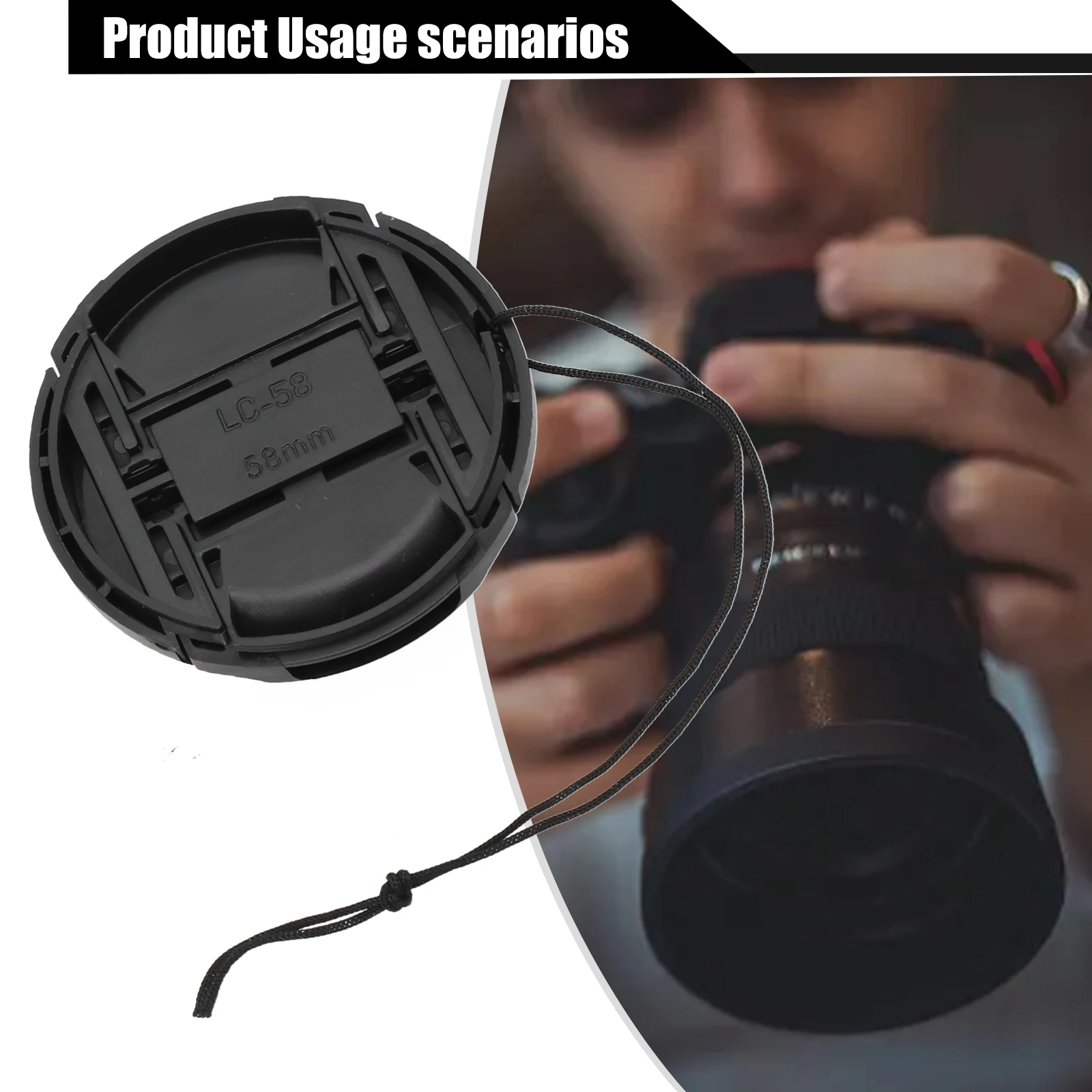 Wordless Lens Cap 49/52/55/58/62/67/72/77/82mm Dustproof Camera Lens Protective Cover Camera Black Lens Rear Cap Accessories