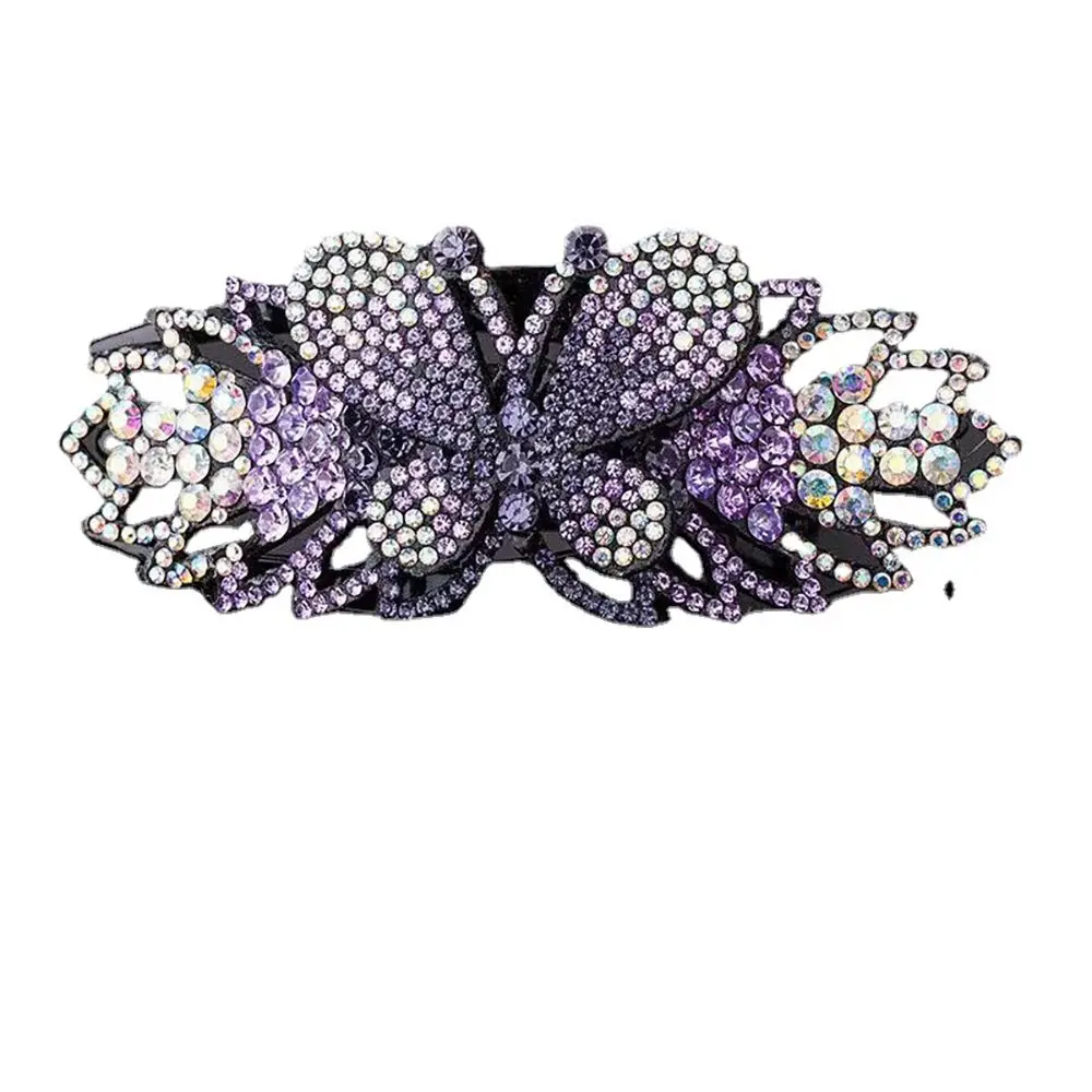 Elegant Shiny Headdress Diamond Hairpin Girls Hair Accessories Butterfly Hair Clip Ponytail Holder Duckbill Clip