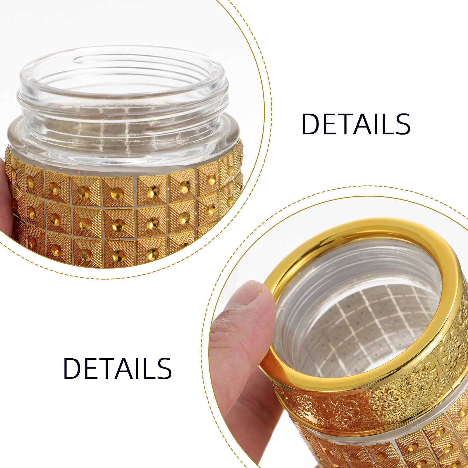 

Набор из 4 изысканных золотых стеклянных баночек для хранения, 10 г, премиум-класса, маленькие герметичные контейнеры для круп и специй для дома и кухни