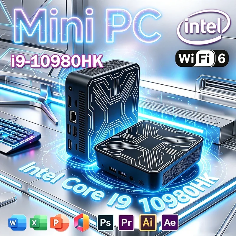 2026 New Mini PC Intel Core I9 10980HK Portable Mini PC 16GB 128GB RAM 1TB SSD Gaming Computer WiFi6 Desktop PC