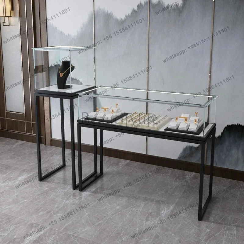 Custom. Light Luxury Jewelry Showcase Accessories Jewellery Boutique Glass Transparent Counter Jade Watch Display