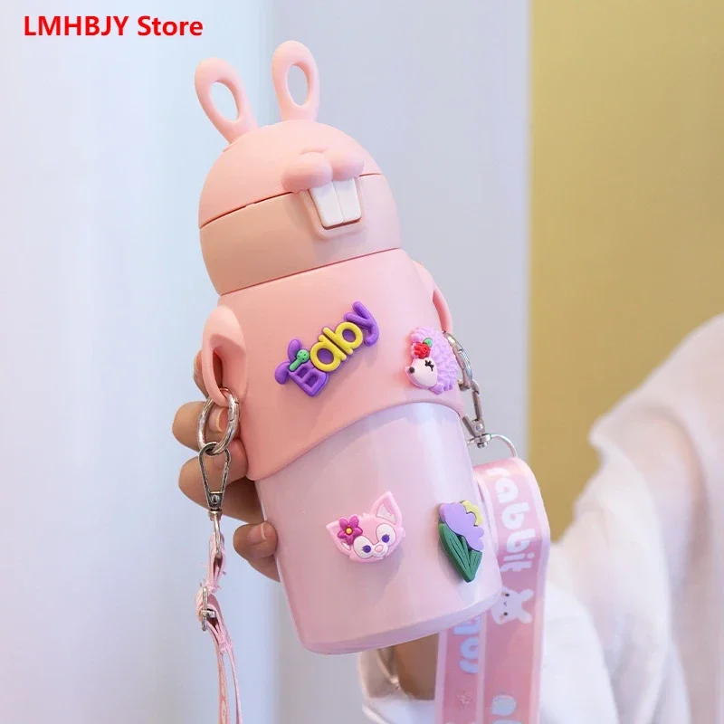 LMHBJY Insulation Cup Cute Rabbit 316 Stainless Steel Children's Water Cup Portable Straw Student Water Cup Anti Drop