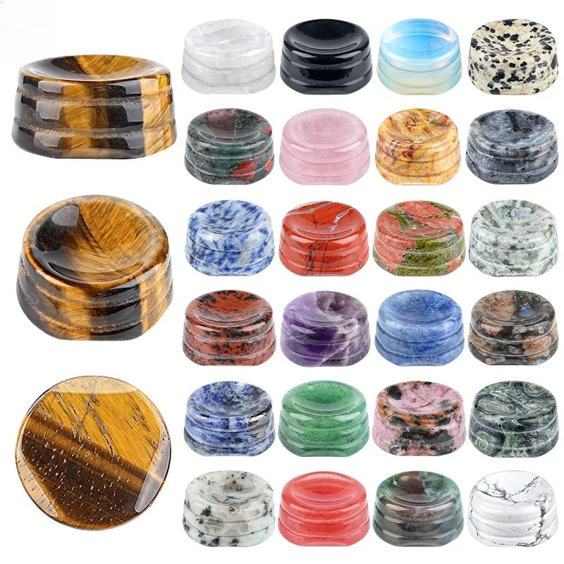 6pcs/lot Wholesale Natural Stone Crystal Bead Round Egg Ball Base Crafts Display Stand Desktop Ornaments Home Decorations