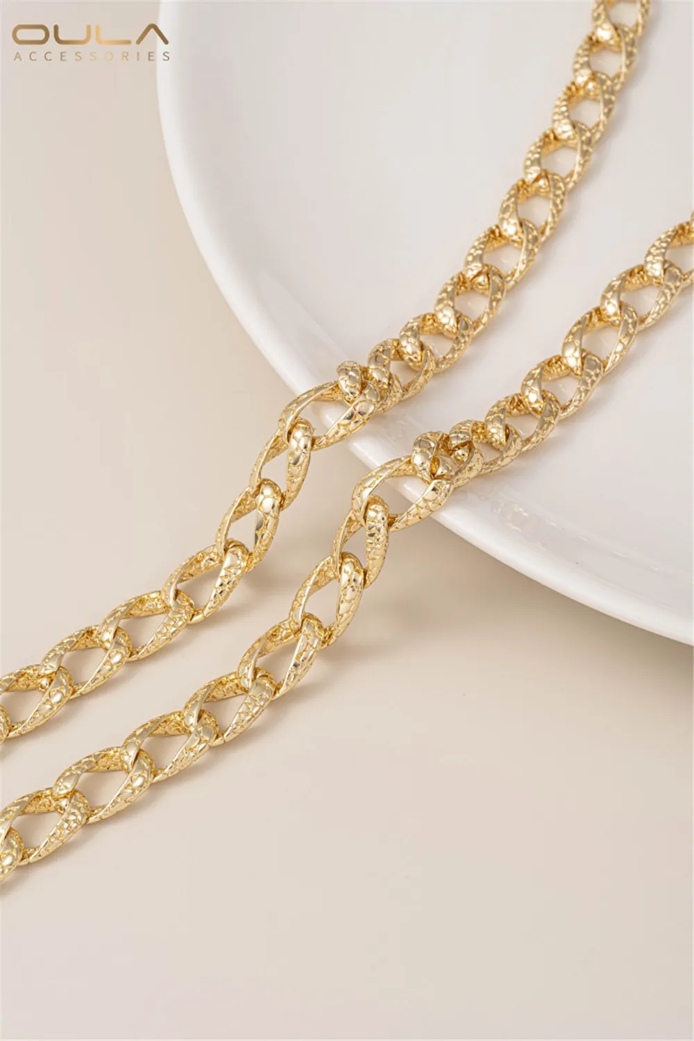 14K حقيقية الذهب جلد الثعبان الكوبية سلسلة الخام الرجعية الأفعى نمط DIY اليدوية قلادة سوار سلسلة فضفاضة