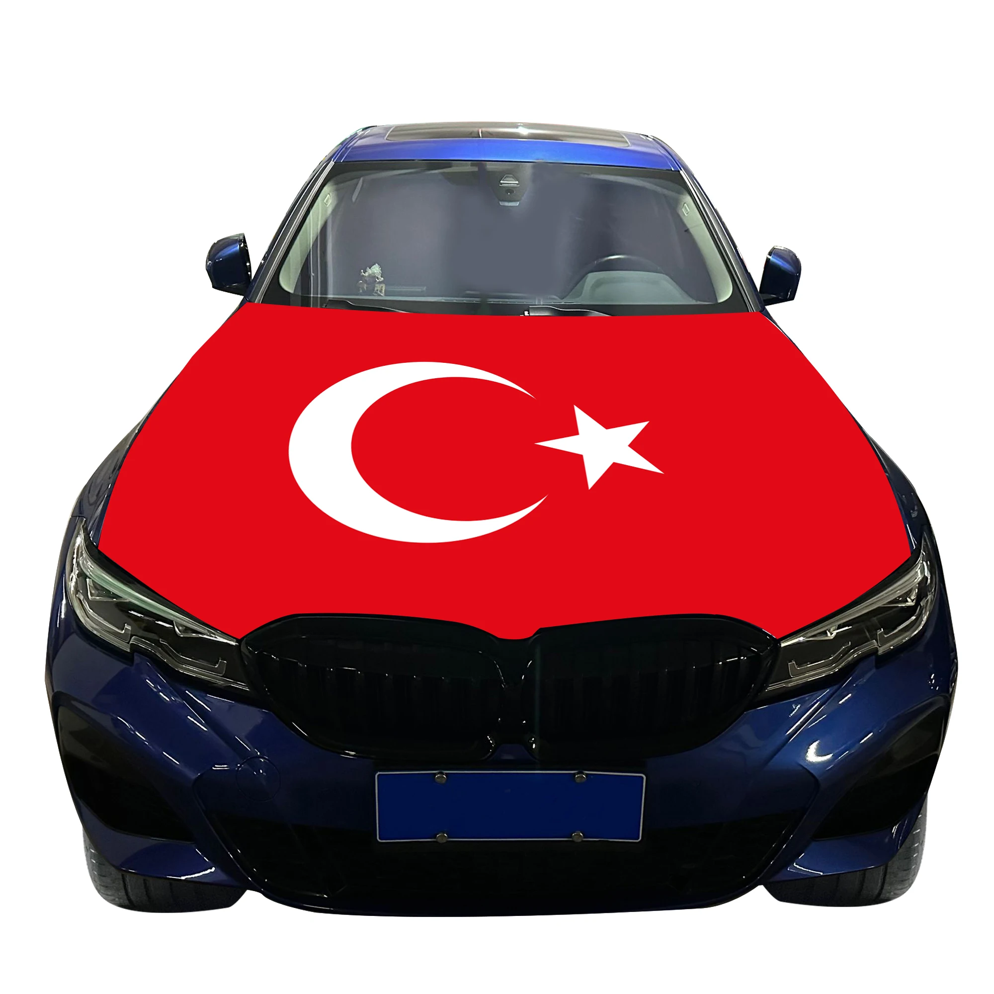 

Turkey Car Hood Cover Flag Universal Size Elastic Polyester 120x150cm for Car Decor